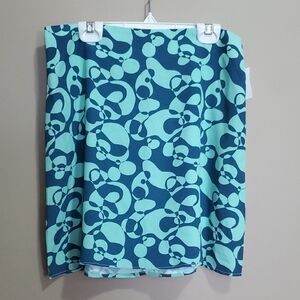Glamerous Abstract Patterned Blue and Teal Skirt Size 6